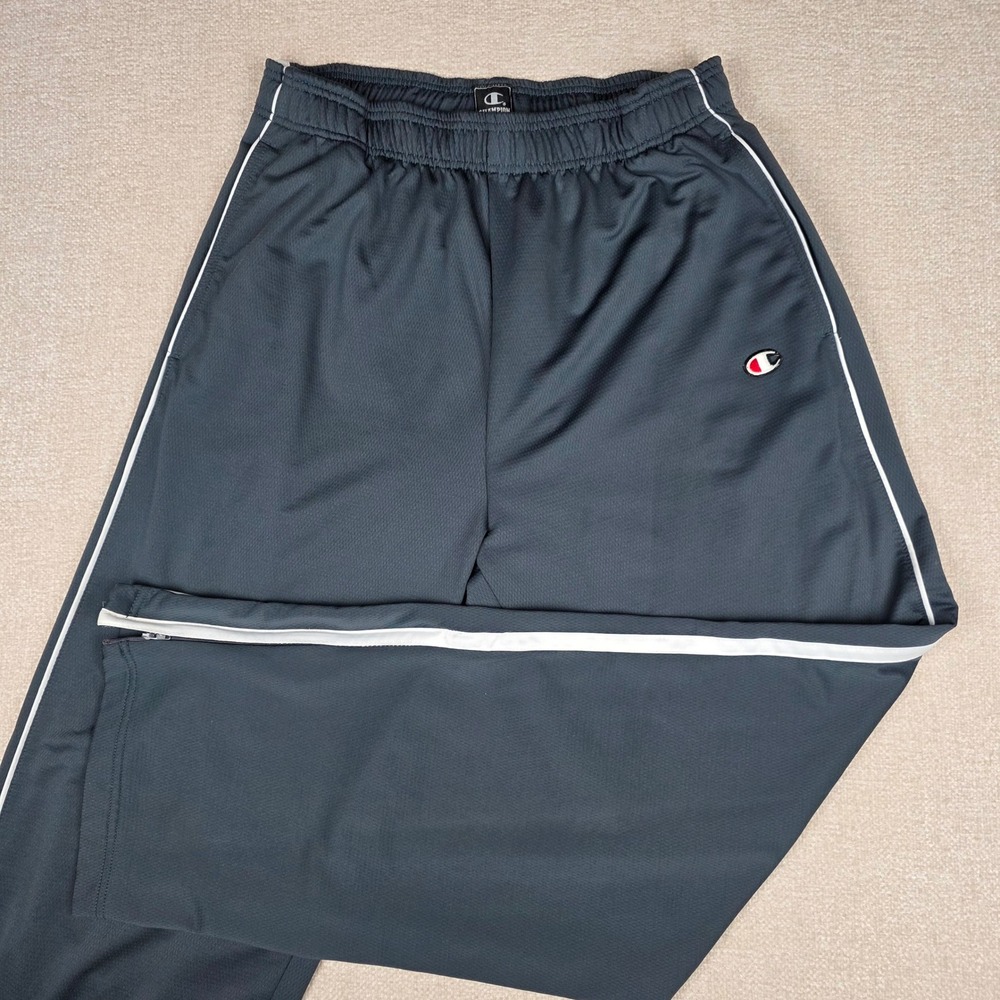 Champion Mens Gray Track Pants P2138-W40 Mesh Side Zip Athletic Large